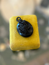 Load image into Gallery viewer, Antique Victorian Gutta Percha Grapes w/ Leaves Mourning Locket Pendant Etched