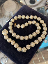 Load image into Gallery viewer, Vintage Early Midcentury 1950s Signed Francois Textured Gold Tone Beaded Necklace 18.5”