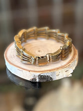 Load image into Gallery viewer, Vintage Midcentury Machine Age Chunky Roller Chain Gold Tone Bracelet Unisex Heavy 7.5”