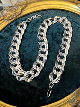 Load image into Gallery viewer, Vintage Circa 1980s Signed MONET Silver Tone Double Link Chain Statement Necklace Adjustable 21” Hook Clasp Heavy
