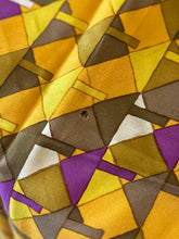 Load image into Gallery viewer, Designer Christian Dior 1960s Geometric Orange Yellow Pattern Square Silk Scarf Made in France 30" Vintage