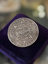 Load image into Gallery viewer, Vintage Signed Taxco Mexico Sterling Silver Aztec Calendar Sun Stone Brooch