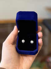 Load image into Gallery viewer, Swarovski Swan Signed Crystal Silver Tone Domed 3-Row Stud Earrings | 1990s-Contemporary