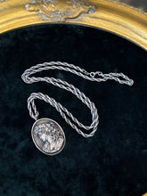 Load image into Gallery viewer, Vintage Signed Hallmarked HW Henryk Winograd 999 Fine Silver Art Nouveau Repousse Woman Pendant on Sterling Silver Chain 26” Necklace