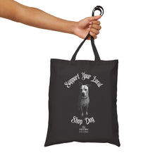 Load image into Gallery viewer, Wit & Whim ‘Support Your Local Shop Dog’ Black Cotton Canvas Tote Bag