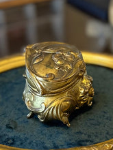 Load image into Gallery viewer, Antique Art Nouveau Period | Signed B&W Jewelry Casket Gilt Lady Face Lily Flower | Unlined