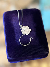 Load image into Gallery viewer, Vintage Signed BEAU Sterling Silver Engraved Rose Charm Holder Pendant Necklace 18.25”