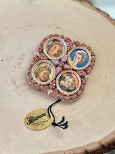 Load image into Gallery viewer, RARE Vintage Midcentury Signed FLORENZA Quartet 4 Picture Easel Back Photo Frame Gold Tone Pink Rhinestones
