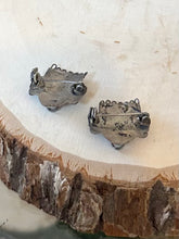 Load image into Gallery viewer, Pair of Vintage 1960s Midcentury Pre Columbian Mexican Sterling Silver Masked Face Septum Ring Pins