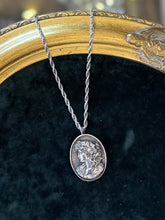 Load image into Gallery viewer, Vintage Signed Hallmarked HW Henryk Winograd 999 Fine Silver Art Nouveau Repousse Woman Pendant on Sterling Silver Chain 26” Necklace