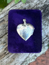 Load image into Gallery viewer, Vintage Sterling Silver Hand Engraved Scroll Etched Heart Locket Pendant Double Photo