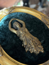 Load image into Gallery viewer, Antique Art Deco Brass Figural Salvage Woman Bust w/Floral Motif Gilt Gold from Chandelier or Sconce