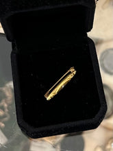 Load image into Gallery viewer, Antique Victorian 10k Yellow Gold Repousse & Clear Glass Faceted Stone Lingerie Pin