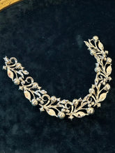 Load image into Gallery viewer, Vintage 1960s Signed LISNER Faux Pearl & Rhinestone Gold Tone Panel Link Bracelet Midcentury 7”