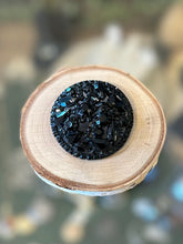 Load image into Gallery viewer, Vintage Midcentury Signed WEISS Jet Black Japanned Rhinestone Round Brooch 2”