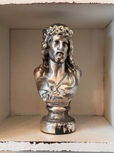Load image into Gallery viewer, Vintage Figurine Miniature Bust Jesus Crown of Thorns Silver Plated Statue