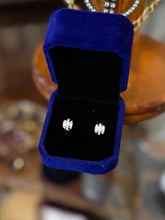 Load image into Gallery viewer, Swarovski Swan Signed Crystal Silver Tone Domed 3-Row Stud Earrings | 1990s-Contemporary