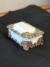 Load image into Gallery viewer, Antique Victorian Era Milk Glass with Ornate Lion Head Embellishment Jewelry Casket Lidded Dish