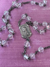 Load image into Gallery viewer, Vintage 1940s Clear Hand Cut Crystal Sterling Silver Crucifix Rosary 22.5"