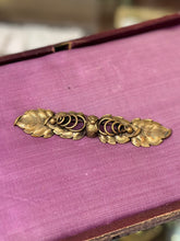 Load image into Gallery viewer, Antique Late 19th Century Victorian Era Gold Tone Leaf & Swirl Bar Pin