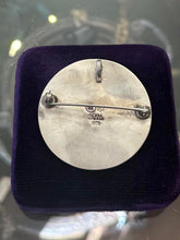 Load image into Gallery viewer, Vintage Signed Taxco Mexico Sterling Silver Aztec Calendar Sun Stone Brooch