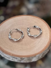 Load image into Gallery viewer, Vintage Sterling Silver 925 Twist Hoop Earrings Silver Hoops