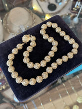 Load image into Gallery viewer, Vintage Early Midcentury 1950s Signed Francois Textured Gold Tone Beaded Necklace 18.5”