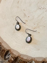 Load image into Gallery viewer, Vintage Signed BG Sterling Silver & Pink Mother of Pearl Oval Cabochon Dangle Drop Earrings