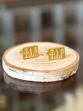 Load image into Gallery viewer, Vintage Egyptian Hieroglyphs Sterling Silver Cufflinks Ankh Brushed Gold Bullet Back Cuff Links