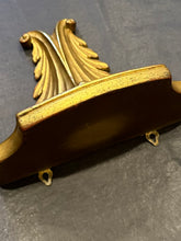 Load image into Gallery viewer, Vintage Midcentury Hollywood Regency Gold Painted Terracotta & Wood Wall Shelf | 1 Pc.