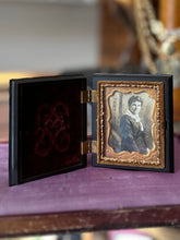 Load image into Gallery viewer, Antique Woman Daguerreotype Ambrotype Gutta Purcha Case Burgundy Velvet Photograph Portrait