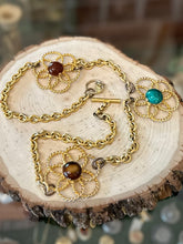 Load image into Gallery viewer, Vintage 1970s YSL Yves Saint Laurent Couture Large Peking Glass & Brown Flower Statement Necklace or Belt Toggle Closure 30” Signed