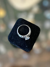Load image into Gallery viewer, Vintage Edwardian Revival Sterling Silver Pierced Shank Solitaire Cubic Zirconia CZ Ring US Size 7