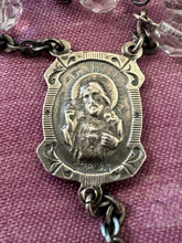 Load image into Gallery viewer, Vintage 1940s Clear Hand Cut Crystal Sterling Silver Crucifix Rosary 22.5"