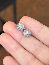 Load image into Gallery viewer, Sterling Silver & Genuine 1/10ct Diamond Flower Stud Earrings