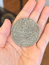 Load image into Gallery viewer, Vintage Signed Taxco Mexico Sterling Silver Aztec Calendar Sun Stone Brooch