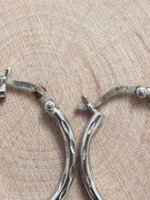 Load image into Gallery viewer, Vintage Sterling Silver 925 Thin Carved Hoop Earrings Silver Hoops