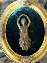Load image into Gallery viewer, Antique Art Deco Brass Figural Salvage Woman Bust w/Floral Motif Gilt Gold from Chandelier or Sconce