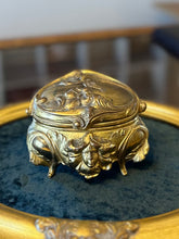 Load image into Gallery viewer, Antique Art Nouveau Period | Signed B&W Jewelry Casket Gilt Lady Face Lily Flower | Unlined