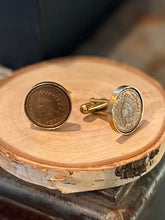 Load image into Gallery viewer, Vintage Gold Tone and Copper Indian Head Penny 1897 & 1907 Cufflinks