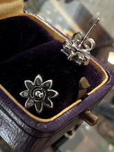 Load image into Gallery viewer, Sterling Silver & Genuine 1/10ct Diamond Flower Stud Earrings