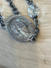 Load image into Gallery viewer, Vintage 1940s Clear Hand Cut Crystal Sterling Silver Crucifix Rosary 20.75"