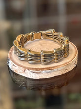 Load image into Gallery viewer, Vintage Midcentury Machine Age Chunky Roller Chain Gold Tone Bracelet Unisex Heavy 7.5”