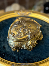 Load image into Gallery viewer, Antique Art Nouveau Period | Signed B&W Jewelry Casket Gilt Lady Face Lily Flower | Unlined