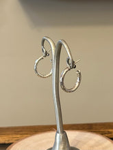 Load image into Gallery viewer, Vintage Sterling Silver 925 Textured Open Hoop Earrings Silver Hoops Minimalist