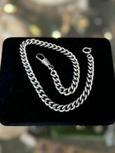 Load image into Gallery viewer, Vintage Midcentury Silver Tone Textured Link Watch Chain Dog Clip Clasp 12.6”