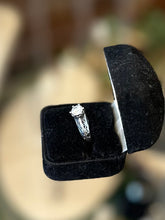 Load image into Gallery viewer, Vintage Edwardian Revival Sterling Silver Pierced Shank Solitaire Cubic Zirconia CZ Ring US Size 7