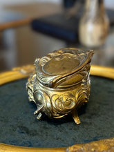 Load image into Gallery viewer, Antique Art Nouveau Period | Signed B&W Jewelry Casket Gilt Lady Face Lily Flower | Unlined
