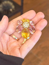 Load image into Gallery viewer, Vintage Signed 1967 Christian Dior Germany Gold Plated Rhinestone Cluster Brooch