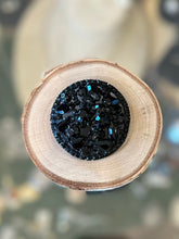 Load image into Gallery viewer, Vintage Midcentury Signed WEISS Jet Black Japanned Rhinestone Round Brooch 2”